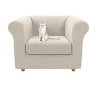 HonunGron Copridivano 1 2 3 Posti con Braccioli, Copridivani Chesterfield Elasticizzato con Copriseduta Divano Separati, Copri Divano per Divano Curvo Montato Vintage (Avorio,1 Posto)