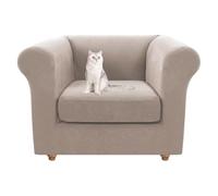 HonunGron Copridivano 1 2 3 Posti con Braccioli, Copridivani Chesterfield Elasticizzato con Copriseduta Divano Separati, Copri Divano per Divano Curvo Montato Vintage (Cachi,1 Posto)