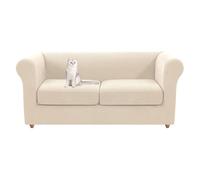 HonunGron Copridivano 1 2 3 Posti con Braccioli, Copridivani Chesterfield Elasticizzato con Copriseduta Divano Separati, Copri Divano per Divano Curvo Montato Vintage (Beige,2 Posti)