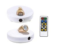 HONWELL 2 Pezzi Faretto LED Lampada Pittura a Batteria, Luci Plafoniere del Telecomando, Luce Applique 180 °Rotante,Bianca Calda 3000K,Faretti da Soffitto per Interni Quadri,Statua,Armadio-Oro