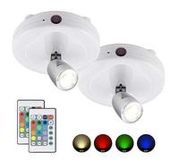 HONWELL Faretto a LED senza fili a batteria con telecomando, Lampada d'accento con timer per illuminazione RGB per freccette, Illuminazione per immagini ruotabili per specchio da pittura, 2 pezzi