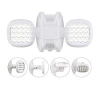 HONWELL faretto led con sensore di movimento a batteria,faretti Proiettore con doppia testa, IP65 Impermeabile Luci di Sicurezza Faretto,Bianca 6000K per giardino,Vialetto,Corridoio - Bianco (1pezzi)