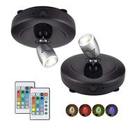 HONWELL Faretto LED senza fili a batteria con telecomando, RGB Illuminazione per freccette Timer Immagini ruotabili Illuminazione per pittura a specchio Scala da cucina,2 pezzi, Nero