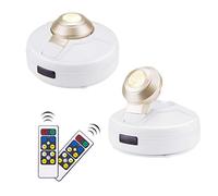 HONWELL Lampada da parete a LED con interruttore, dimmerabile, funzionamento a batteria con telecomando, timer, illuminazione per bersaglio, immagini, soffitto, cucina, armadio, corridoio, 2 pezzi