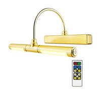 HONWELL Lampada per Quadri,Luci Specchio con Telecomando,Luci a Pittura Parete Alimentate con Batterie AA con Braccio Oscillante a 180° e Dimmer di Luminosità per Interni Quadri，Oro Rosa