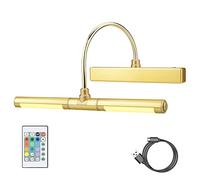 HONWELL Lampada per quadri wireless ricaricabile con 12 colori che cambiano, applique da parete a LED con telecomando, lampada display a LED da 13 pollici con testa girevole per Quadri da Pittura,Oro