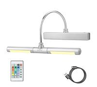HONWELL Lampada per quadri wireless ricaricabile con 12 colori che cambiano,applique da parete a LED con telecomando,lampada display a LED da13 pollici con testa girevole per Quadri da Pittura,Argento
