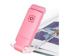 HONWELL LED Luce per libro con clip, Luce da lettura per libri a letto, Luce morbida per la cura degli occhi, USB ricaricabile, 2 impostazioni di luminosità per la protezione degli occhi, Rosa