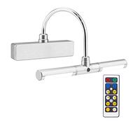 HONWELL Luci per Pittura LED senza fili a batteria con Telecomando Lampada per quadri Dimmerabile ,Testa Girevole da 22 cm con 3 Modalità di Illuminazione,12 LED Tavolo Lampada da Parete ,Argento