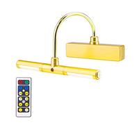 HONWELL Luci per Pittura LED senza fili a batteria con Telecomando Lampada per quadri Dimmerabile ,Testa Girevole da 22 cm con 3 Modalità di Illuminazione,12 LED Tavolo Lampada da Parete, Oro Rosa