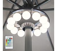 HONWELL Patio Ombrello Luce a Batteria, Luci per ombrellone da esterno con telecomando, 200 Lumen Lampada da Campeggio per ombrellone, tende da campeggio, lampadine bianche