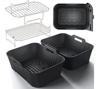 HONYAO Accessori Friggitrice ad Aria, 4 pezzi Teglia in Silicone per Friggitrice ad Aria, Griglia Friggitrice ad Aria per Ninja AF400EU DZ400EU SL400EU e Altri Dual Zone AirFryers 8-10L senza BPA
