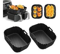 HONYAO Accessori Friggitrice ad Aria per Ninja Foodi Dual Zone, 2 pezzi Silicone Air fryer Teglia Rettangolare Compatibile con Ninja AF300EU AF400EU e Altri Doppio Zona 7,6 L-10 L Airfryer