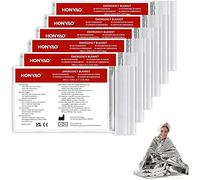 HONYAO Coperta Termica 6 Pezzi, 210×160cm, Coperta Termica Emergenza Argento, CopertaTermica Sopravvivenza, per Salvataggio Protegge da Freddo, Pioggia, Calore e Vento, All'aperto