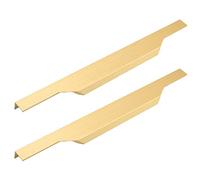 hOnYbmq Maniglie a scomparsa per cassetti, Finger Edge Pull Wardrobe Kitchen Furniture Knobs Brushed Gold 2 Pieces(Overall length 1000mm)