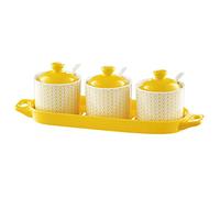 hOnYbmq Zuccheriera in ceramica, Blue Sugar Bowl with Lid, Sugar Container Spice Jar, Sugar Salt Pot Seasoning Canister(Yellow)
