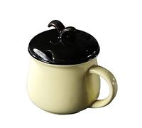 hOnYbmq Zuccheriera in ceramica, European Solid Color Sugar Bowl With Lid, Cute Storage Jar,For Coffee Bar, Restaurant(Light Yellow,Black lid)