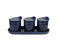 hOnYbmq Zuccheriera in ceramica, Sugar Bowl with Lid, Sugar Salt Pot Seasoning Canister,Sugar Container Spice Jar(3 Set of Blue)