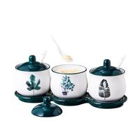 hOnYbmq Zuccheriera in ceramica, Sugar Storage Jar, Sugar Container Spice Jar, Sugar Salt Pot Seasoning Canister(3 Set of B)