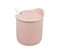 hOnYbmq Zuccheriera in ceramica, Tricolor Sugar Bowl With Lid, Salt Pot Seasoning Canister With Small Spoon,(Pink)