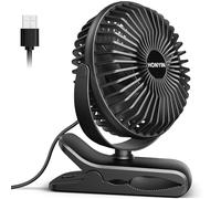 HONYIN Mini ventilatore USB a clip, ventilatore personale da scrivania con morsetto robusto, rotazione di 720°, 3 velocità di raffreddamento tramite presa USB, per casa, ufficio e scrivania