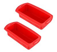 HONYUET Confezione da 2 stampi per pane in silicone rosso, resistenti alle temperature, per torte e toast, 27,5 x 12,5 x 6,5 cm