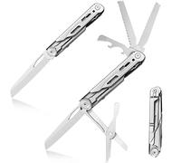 HONZIN Coltello Pieghevole 8 in 1 Coltello Tascabile Multiuso in Acciaio Inossidabile con Rompivetro, Coltello Seghettato, Sega, Coltelli da Tasca argento Coltello da Sopravvivenza da Campeggio