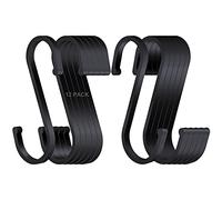 HONZUEN 12 Pezzi Ganci a S Neri in Alluminio, Multifunzione Gancio S Grande per Pentole e Padelle Sospese Vestiti, Ganci da Cucina in Metallo Ganci a S per Cucina Camera da Letto Bagno