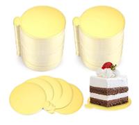 HONZUEN 200 Pezzi Mini Vassoi per Torte Rotondi, Tavole Rotonde per Mousse, USA e Getta Basi di Cartone per Torta, Cake Dessert Display Vassoio per Nozze Compleanno Partito(circa 8 cm) (d'oro)