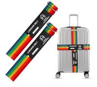 HONZUEN Cinghie di Fissaggio valigia 2 pz Lunghe 1,8-2,2 m, Cinghia per Valigia Grande Regolabile in Nylon Fibbia in Acciaio, Cinghie per Valigie da Viaggio Sicure, Colori dell'arcobaleno