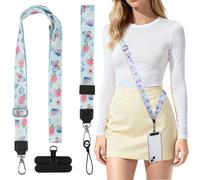 HONZUEN Cordino per Cellulare Universale, Set Lanyard con Laccio da Polso e Tracolla Piatta Estensibile, 2 Toppe per Cordino Cellulare Compatibili con Tutti gli Smartphone, Farfalla
