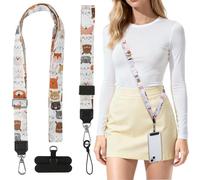 HONZUEN Cordino per Cellulare Universale, Set Lanyard con Laccio da Polso e Tracolla Piatta Estensibile, 2 Toppe per Cordino Cellulare Compatibili con Tutti gli Smartphone, Animali