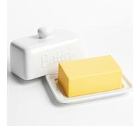 HONZUEN Portaburro in Ceramica con Coperchio, Contenitore Burro da 500g e 250g, Burriera da Frigo Grande, Porta Burro in Porcellana Lavabile in Lavastoviglie, Design Moderno Cucina, Bianco