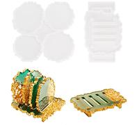 HONZUEN Stampi in Resina Sottobicchieri Siliconica, Set di Stampi per Resina Epossidica Stampi Agata Coaster Irregolari, Stampo Supporto per Tazza in Silicone, per Decorazione della Casa Fai da Te