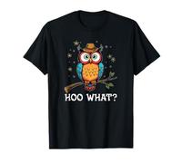 Hoo What Colorful Owl Fedora Big Eyes Night Sky Fun Maglietta
