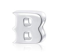 Hoobeads - Ciondolo in argento Sterling 925, con lettera dell'alfabeto A-Z, compatibile con braccialetti Pandora, colore: B, cod. HB0485