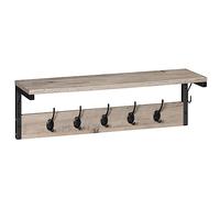 HOOBRO Appendiabiti da Ingresso, Attaccapanni da Parete, Mensola da Muro, con 7 Ganci, per Ingresso, Soggiorno, Cucina, Greige e Nero EBG16YM01