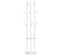 HOOBRO Appendiabiti da Ingresso, Attaccapanni da Terra, Portabiti con 8 Ganci e Scaffale a 2 Ripiani, per Vestiti, Cappelli, Borse, Sciarpe, Stile Industriale, per Corridoio, Entrata, Bianco EWT33YM01