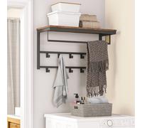 HOOBRO Appendiabiti da parete con ripiano Mensole da appendere a parete con 10 ganci e barre per corridoio, soggiorno, camera da letto, bagno