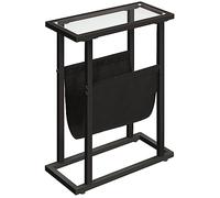 HOOBRO Beistelltisch, schmaler Bett-Beistelltisch, Beistelltisch aus gehärtetem Glas, Kleiner Beistelltisch mit Zeitschriftenhalter, Sofa-Beistelltisch für Wohnzimmer, platzsparend, Schwarz EBK78BZ01