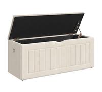 HOOBRO Cassapanca Contenitore da 110 cm, Pouf Panca in Velluto, con Cerniere di Sicurezza e Maniglie, per Cameretta, Camera da Letto, Soggiorno, Beige EBE211CW01G1