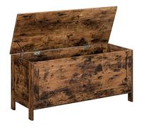 HOOBRO Cassapanca, Panca Portaoggetti con Cernieri di Sicurezza, Poggiapiedi, Coperchio Sollevabile, Porta Giocattoli, Baule per Giocattoli, Sgabello, 100 cm, Marrone Vintage EBF100CW01
