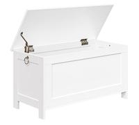 HOOBRO Cassapanca, Panca Portaoggetti con Cernieri di Sicurezza, Poggiapiedi, Coperchio Sollevabile, Porta Giocattoli, Baule per Giocattoli, Sgabello, 76 cm, Bianco EWT75CW01G1