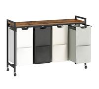 HOOBRO Cesto Portabiancheria, Carrello per Lavanderia, Cesto Smistamento Bucato, 4 x 39,8 L, 4 Sacchi Rimovibile di Tessuto Oxford, Marrone Scuro, Nero e Bianco EBFE04XY01