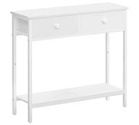 HOOBRO Consolle Ingresso, Tavolo con 2 Cassetti di Tessuto, 75 x 24 x 75 cm Tavolo da Divano, per Corridoio, Entrata e Soggiorno, Struttura Stabile, Bianco EWW71XG01