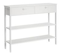 HOOBRO Consolle Ingresso, Tavolo con 2 Cassetti e Ripiani Portaoggetti, 100 x 24 x 80 cm Tavolo da Divano, per Corridoio, Entrata e Soggiorno, Struttura Stabile, Bianco EWW32XG01