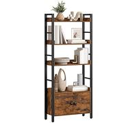 HOOBRO Libreria a 4 Ripiani, Scaffale Portaoggetti in Stile Industriale con Armadio Chiuso, Organizzatore Autoportante, per Decorazioni, con Bordi Rialzati, in Studio, Soggiorno, Cucina EBF46SJ01