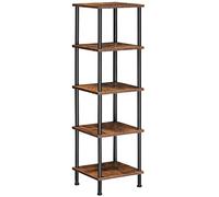 HOOBRO Libreria a 5 Livelli in Stile Vintage, Scaffale Angolare, Portaoggetti Espositivo, Portapiante, Facile da Montare, Adatta per Soggiorno, Camera da Letto, Marrone Vintage EBF50CJ01
