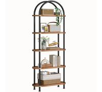 HOOBRO Libreria a 5 Ripiani Aperto, Scaffale in Legno, Libreria ad Arco, Espositore per Oggetti d'Arte, Adatto per Soggiorno, Camera da Letto, Ingresso, Corridoio, Nero e Marrone Vintage EBF176SJ01