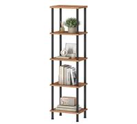 HOOBRO Libreria Verticale Industriale a 5 Ripiani, Scaffale Grande capacità, Libreria Stretta in Legno e Metallo, per Soggiorno, Studio, Ufficio, Marrone Vintage e Nero EBF135SJ01